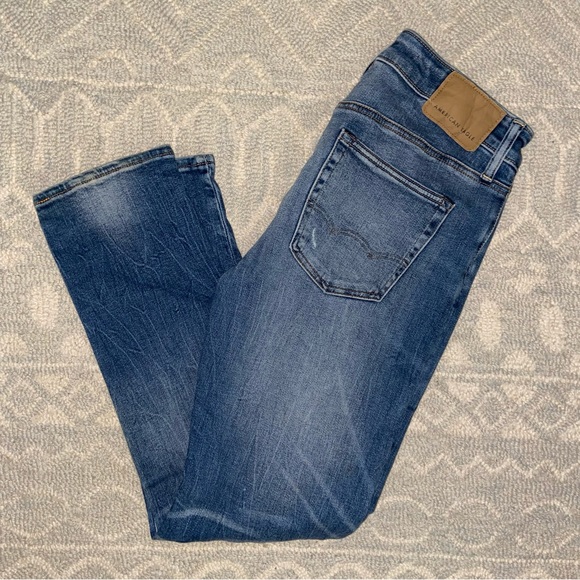 American Eagle Slim next level airflex Distressed 30x29 mid wash jeans rocker - Picture 1 of 5